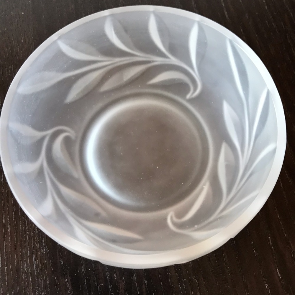 Vintage Frosted Cut Glass Decorative Bowl